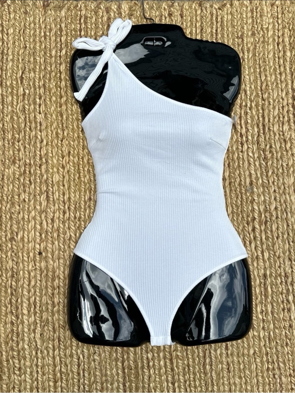 White One-Shoulder women bodysuit Sz S